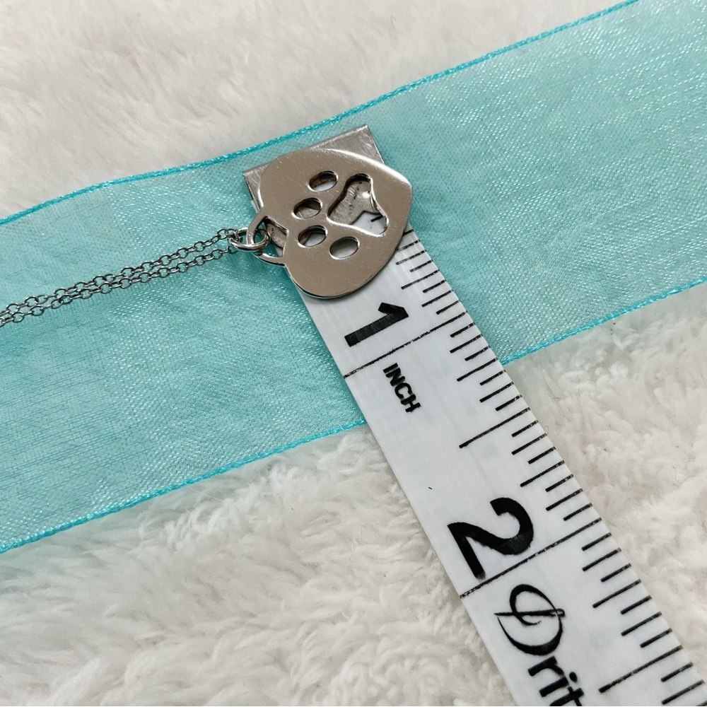 Sterling Silver 925 Paw Print Heart Necklace Dog Cat Lover Pet Memorial Gift 18” - Picture 11 of 14